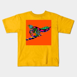 dinosaur bird in mandala pattern ecopop Kids T-Shirt